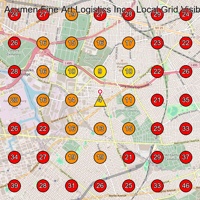 Acumen Fine Art Logistics Inc GeoGrid visibility map for Customs Broker in Queens